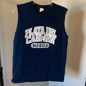 Yazbek Mens medium cut off navy blue T-shirt